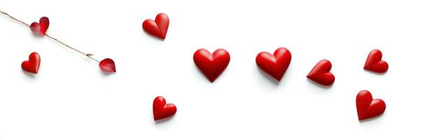 Red Hearts Scattered Branch Minimalist Valentine Design photo