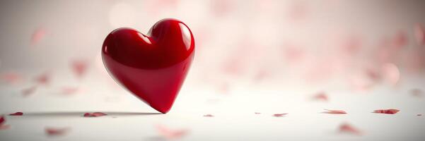 Red Shiny Heart Romantic Background Soft Focus Love Theme photo