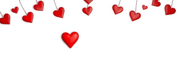 Red Hearts Hanging Decor White Background Simple Design photo