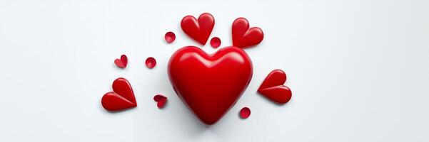 Red Hearts Romantic Design White Background Simple Minimalist Style photo