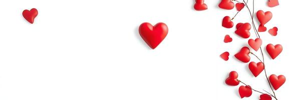 Red Hearts Scattered Branch Minimalist Valentine Design photo