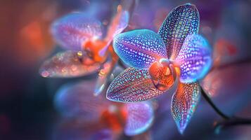 Close-up view of beautiful orchid flower with blurred background photo