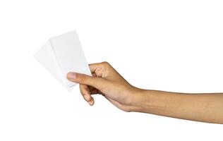 hand holding business card mockup photo