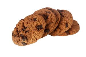 stack of chocolate chip cookies isolated photo