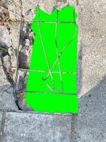 Broken concrete with hole green screens photo