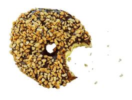 Bitten bean donuts with crumbs photo