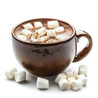 Delicious Warm Cocoa with Marshmallows in isolated background photo