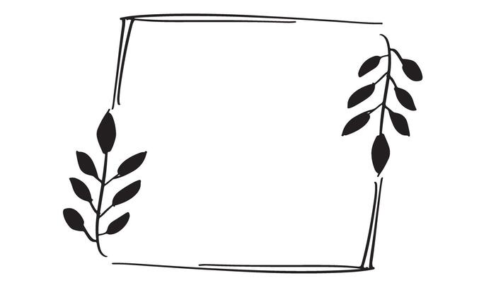 Frame leaf flower plant drawing black color element pattern flora decoration empty ornament border frame wedding banner spring dating romantic love autumn summer graphic retro texture vintage frame