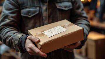 Packages stacked in a warehouse aisle ready for shipment and distribution photo