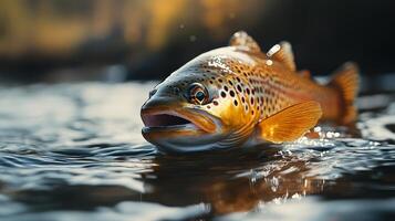 Brown trout swimming in clear water during daylight in a tranquil natural habitat photo