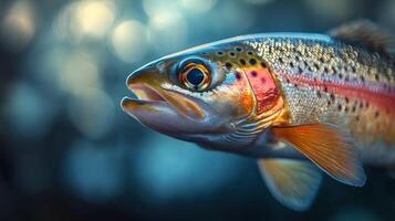 Brown trout swimming in clear water during daylight in a tranquil natural habitat photo