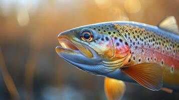 Brown trout swimming in clear water during daylight in a tranquil natural habitat photo