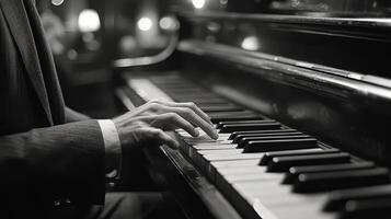 Hands play synthesizer keys in a cozy music studio during evening hours photo