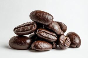 Coffee beans stacked in an artistic arrangement for a creative display photo