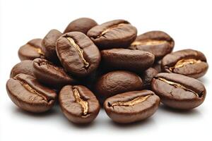 Coffee beans stacked in an artistic arrangement for a creative display photo