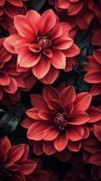 Vibrant red flowers blossom amidst lush green foliage in a serene garden setting photo