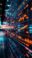 Visual representation of data trends in a digital financial market analysis environment photo