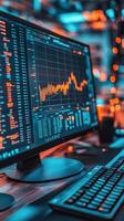 Visual representation of data trends in a digital financial market analysis environment photo