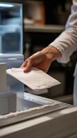 Voting process underway as ballots are being cast in a busy polling location photo