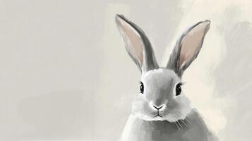 Realistic depiction of a rabbit against a soft neutral background in a serene artistic style photo