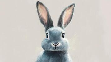 Realistic depiction of a rabbit against a soft neutral background in a serene artistic style photo