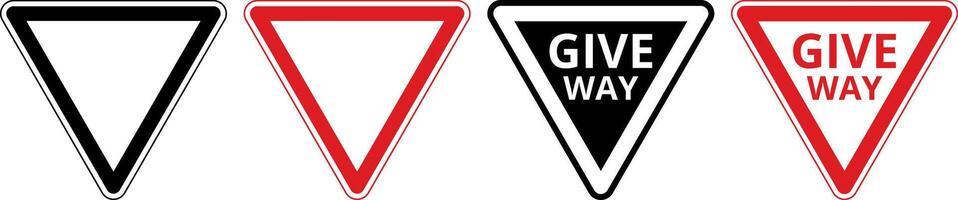 triangular yield or give way sign set vector