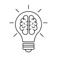 Unique art of a Brain Inside a Lightbulb. vector