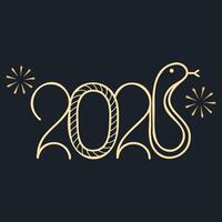 A festive illustration for the Year of the Snake 2025, featuring a snake intertwined with the year and decorative stars. vector