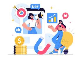 Project Manager and Trend Tracker Illustration for Business Planning in a Flat Style vector
