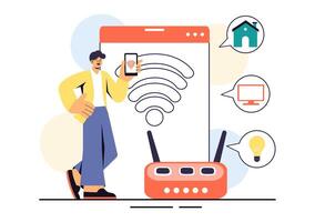 Internet of Things Design Highlighting Smart Devices and Network Control Anywhere vector