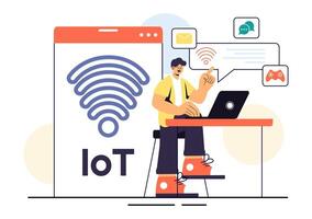 IoT Design with Technology and Smart Control Networks for Everyday Use vector