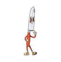 Groovy kitchenware and utensil knife character vector