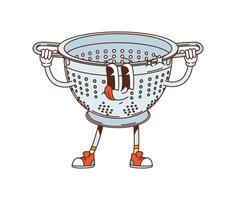 Groovy colander or kitchenware utensil character vector