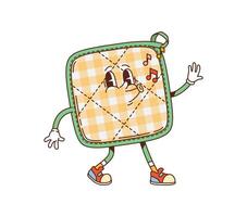 Groovy potholder retro cartoon utensil character vector