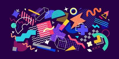 Abstract geometric memphis banner, modern graphic vector