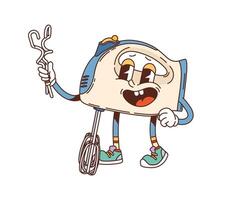 Groovy mixer retro cartoon funny utensil character vector