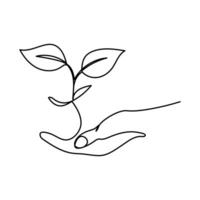 Continuous one line drawing of plant. One line drawing illustration of growing sprout. Growth, seedling, gardening concept single line. Editable outline vector