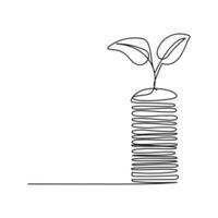 An illustration of the growth of a tree in continuous line. vector