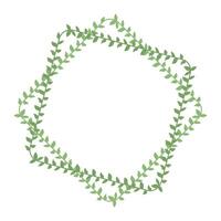 Green box frame with hand-drawn branches and leaves vector