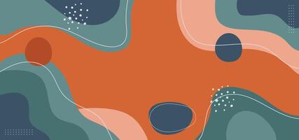 Trendy hand-drawn nature background in pastel colors vector