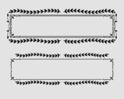 Rectangle horizontal doodle branch frame with round leave set. vector