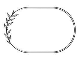 Floral horizontal hand-drawn frame with twigs leaves template vector