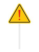 Warning triangle with exclamation mark and pole vector