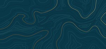 Abstract gold line topography map contour with green background. vector