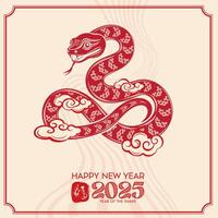 Happy card Chinese New Year, year of snake, year 2025 vector