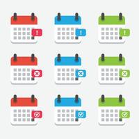 Calendar deadline notice or event reminder set notification icon, flat of calendar with alert for scheduling, event planning, important day, agenda symbol note, and notice vector