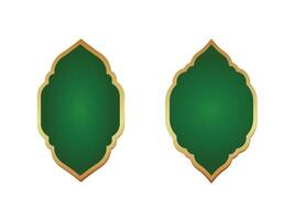 Ramadan golden window frame. islamic banner title frame vector