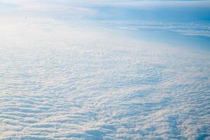 Top view of clouds, view from airplane, natural white background photo
