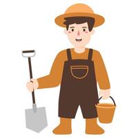 Cute Farm Boy With a Field Fork vector