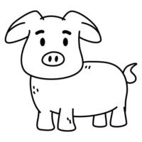 Pig coloring page for toddlers vector